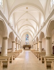 Obraz premium Interior of a large empty cathedral.