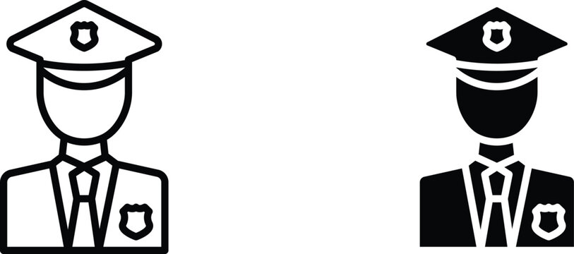 Police icon in doodles flat and line stroke pack