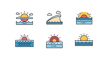 Fototapeta premium High Tide Line art vector set modern colorful shapes illustration