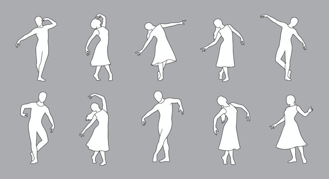 Hand-Drawn Dance Silhouettes &ndash; Fluid Movement CAD Illustrations