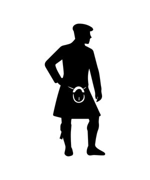 Silhouette of a scottish man in kilt