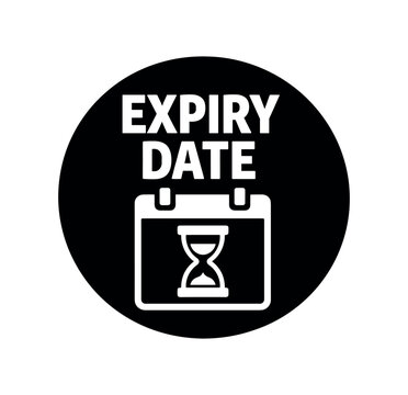 Expiry date icon. expiration, expiry, best before, shelf life, date tracking, time limit. calendar with hourglass, product labeling, storage, pharmaceuticals. flat vector illustration isolated