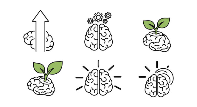 Brain Growth Line art vector abstract color shapes illustration