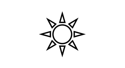 Fototapeta premium A simplistic illustration of a black, stylized sun radiating outward from a central circle