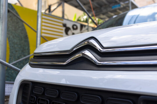 Citroen car front grille and logo close up detail. 22 Feb 2026. Givatayim, Israel