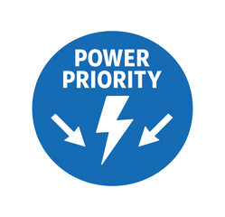 Fototapeta premium Power priority icon. energy priority, power allocation, electricity, critical power, lightning, arrows indicating direction. flat vector illustration isolated on white background.