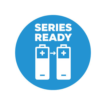 Series ready icon. battery series, series connection, battery pairing, chain connection, voltage increase, modular batteries, expandable power. flat vector illustration isolated on white background.