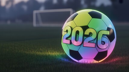 Naklejka premium Vibrant dynamic Football World Cup themed graphic with bold red blue accents ideal for social media banners promotional posters and fan engagement campaigns
