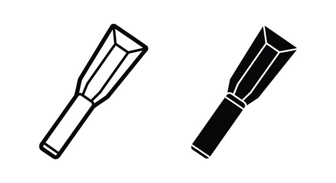Wood chisel icon, carpentry tool symbol in outline and solid style, vector illustration