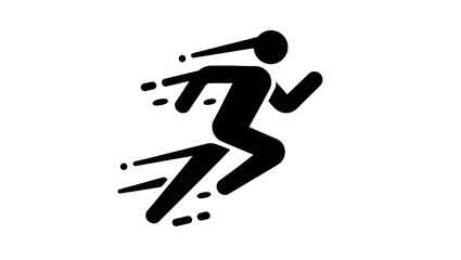 Obraz premium Dynamic stick figure running with stylized motion trails, isolated on transparent background for sports branding and energetic design elements