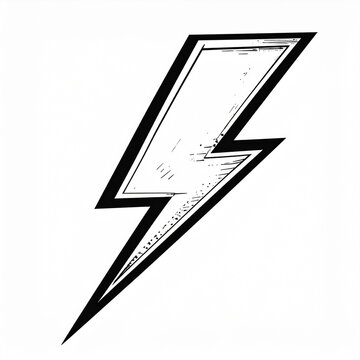 A bold black and white vector lightning bolt illustration on a clean white background