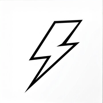 A bold black lightning bolt illustration on a white background