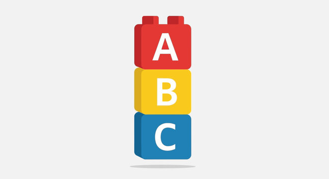 Stack of ABC alphabet building blocks for education.