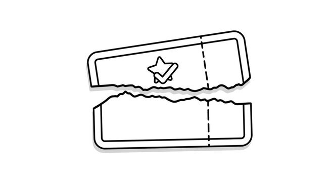 Torn Ticket with Star and Check Mark Icon.