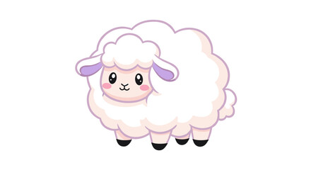 Obraz premium Cute cartoon sheep with fluffy wool.