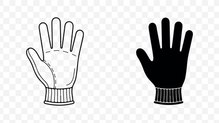Fototapeta premium Hand wearing glove icon, palm up, outline and solid, modern minimal design isolated on Transparent Background