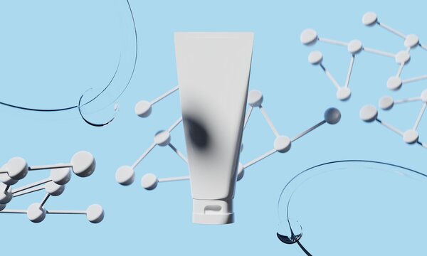 3d illustraion of cosmetic skincare beauty spa cream mockup, medical healthcare treatment, fashion of makeup, bottle tube of packaging