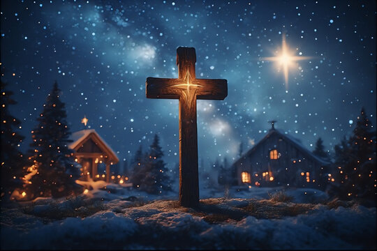 The star shines on the Christmas