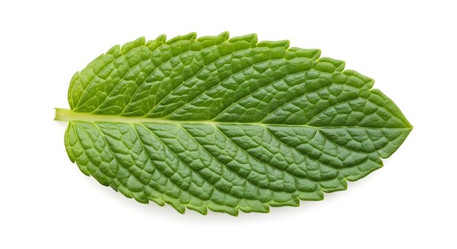 Fresh Green Mint Leaf Isolated on White Background for Culinary Use.