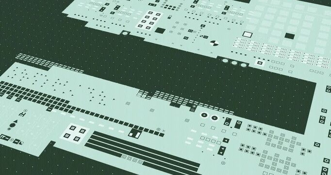 Vintage Digital Interface HUD with Data Grid and Abstract Technical Symbols