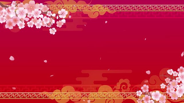 中華風桜の花びら背景