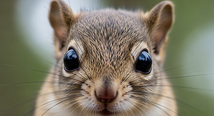 Fototapeta premium Close-Up Portrait of a Curious Squirrel with Bright Eyes in Nature.