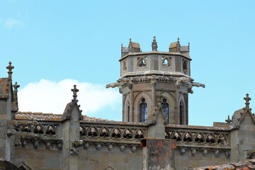 Obraz premium Old tower with stunning architecture in Carcassonne in France. French fortified city.