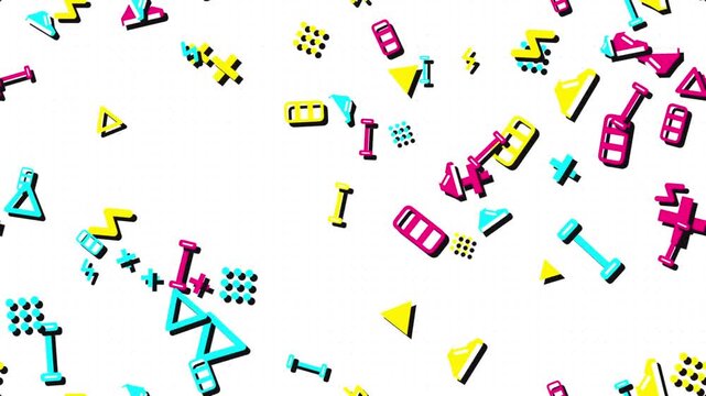 Retro 80s Aerobics Fitness Memphis Style Animated Looping Background