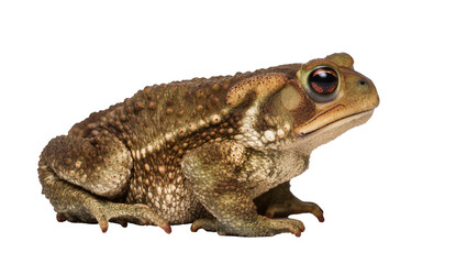 Naklejka premium Detailed brown American toad with bumpy skin and large golden eyes, isolated on transparent background for wildlife education materials