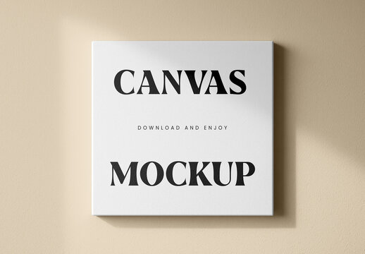 Square Canvas on Wall Mockup