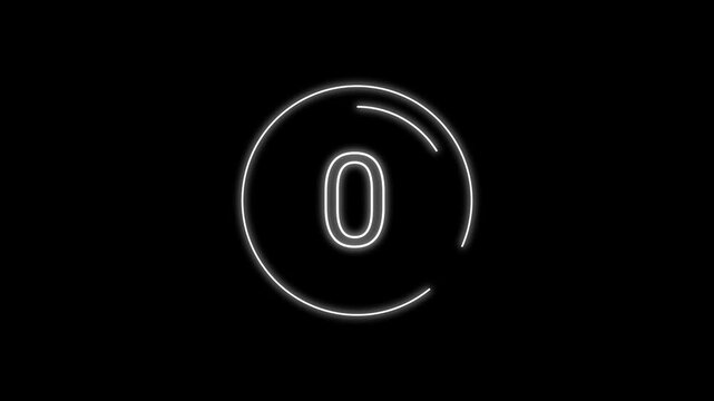 Circular 5 second countdown with white light text on a black background for black fiday, cyber monday, seasonal sale. 4K Video