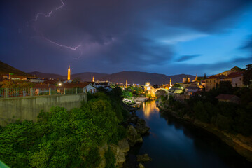 Fototapeta premium A bridge located on the Neretva River in the city of Mostar, Bosnia and Herzegovina.