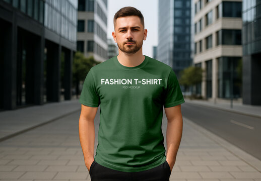Front T-Shirt in City Mockup