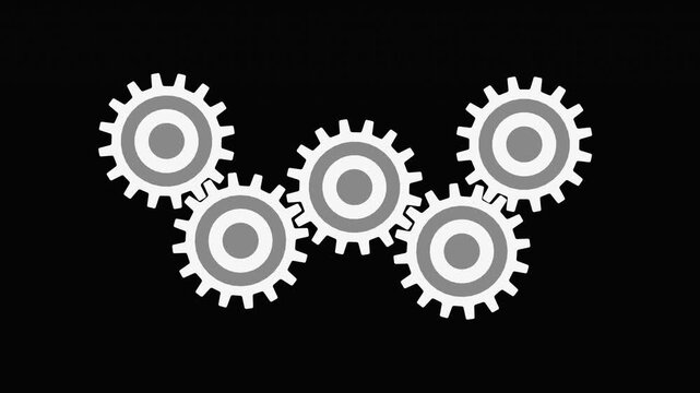 3D animation of a gear rotating smoothly in a flat front-facing view. Seamless loop.