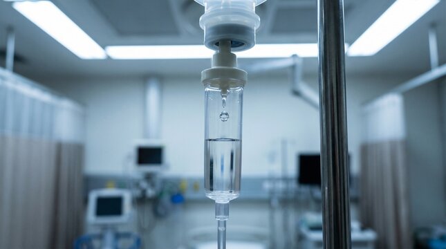 Close up of IV drip medical.