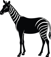 Obraz premium Stylized black silhouette of a zebra with white stripes