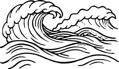 Obraz premium Two Stylized Ocean Waves in Black and White water nature