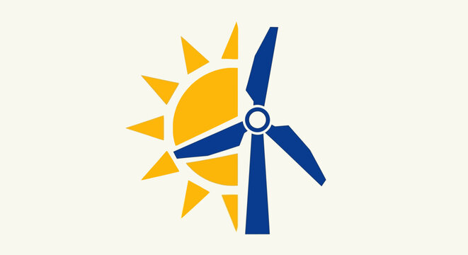 Wind turbine renewable energy symbol icon.