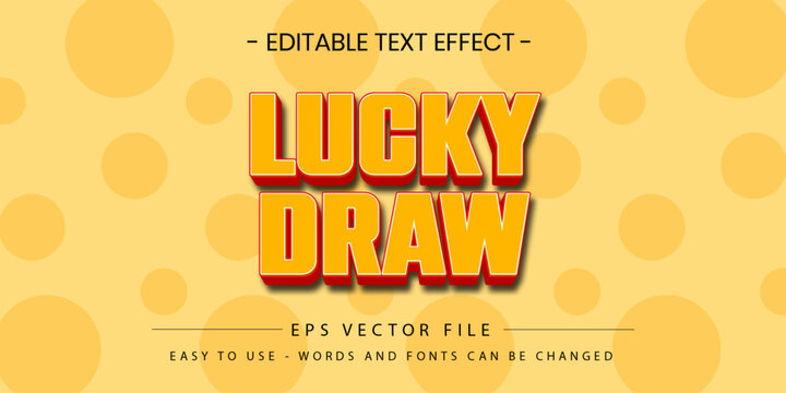 Lucky Draw 3D Text Effect Yellow Orange Vector