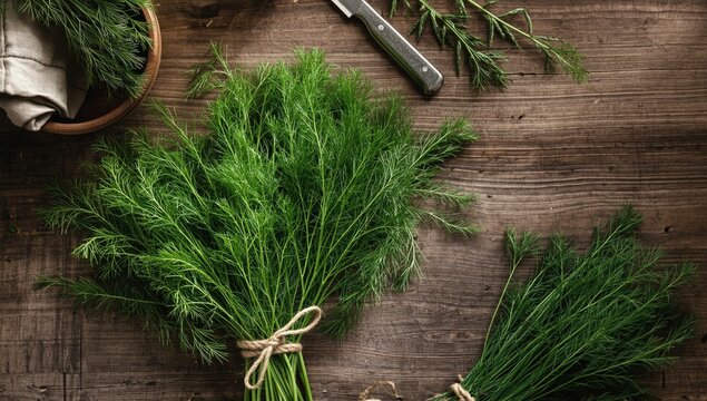 dill, food, fresh, herb, leaf, plant, rosemary, bunch, parsley, ingredient, spice, vegetable, herbs, healthy, thyme, wood, herbal, wooden, cooking, organic, closeup, aromatic, mint, seasoning, raw, fr