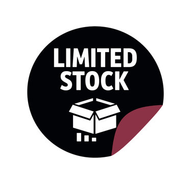 Limited stock sticker. box, inventory, low quantity, shipping, product availability, urgent sale. flat vector illustration isolated on white background.