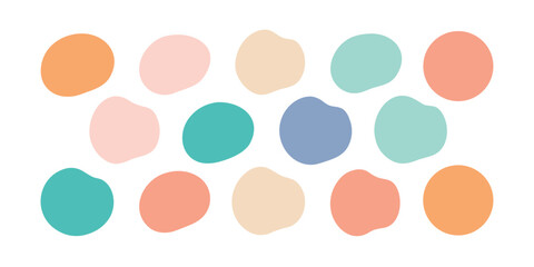 Fototapeta premium Twelve diverse organic shapes present a cohesive pastel and muted color scheme.