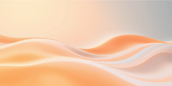 Abstract orange background vector illustration featuring flowing silk waves and smooth liquid curves in a soft gold and pink satin fabric pattern for a motion backdrop wallpaper