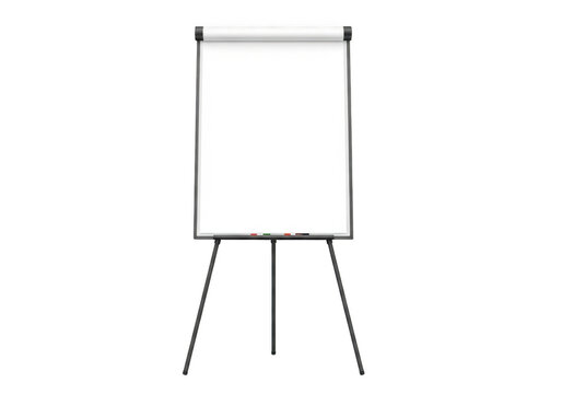 Adjustable tripod flip chart easel for presentations and meetings isolated on transparent background