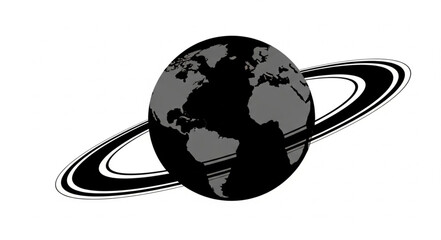 Earth globe with Saturn like rings illustration. © Kangmas