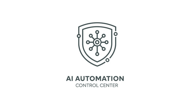AI Automation Control Center Shield Logo on White Background.