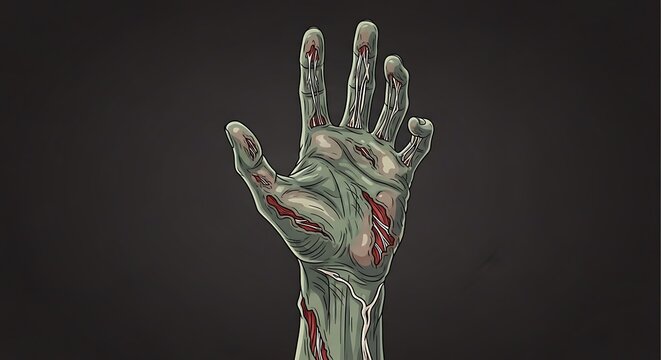 Zombie Hand Reaching Out from Darkness.