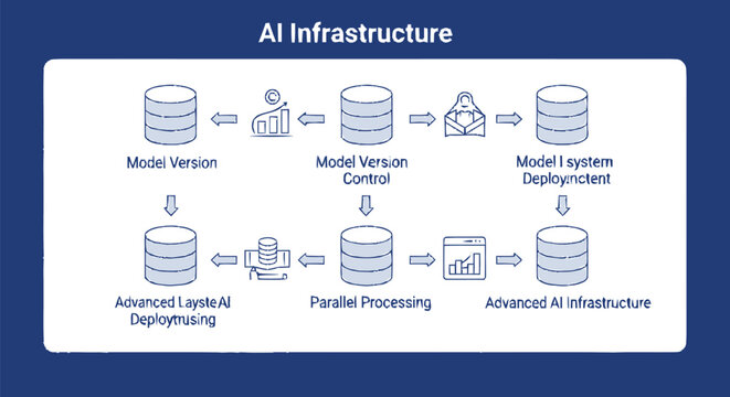 AI Infrastructure Diagram Depicting Model Version Control and Deployment.