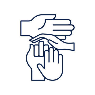 Dynamic Interconnected Hands Icon Symbolizing Collaborative Teamwork and Unified Community Support for Modern Business and Social Initiatives