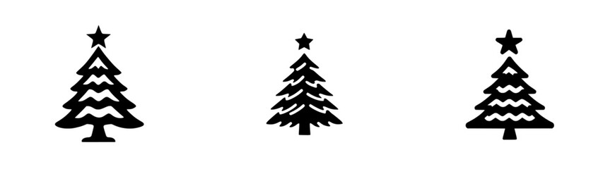 Obraz premium Silhouette of a Christmas Tree: A Symmetrical and Detailed Representation of the Festive Spirit